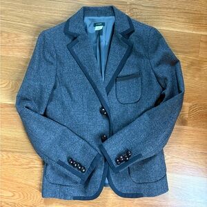 J. Crew Gray Wool Blend Blazer with Leather-Style buttons